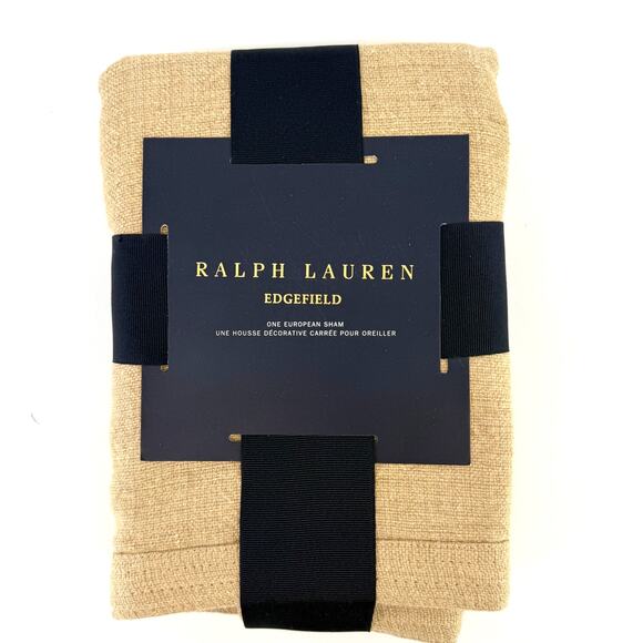 Ralph Lauren Edgefield Linen Euro Sham 26" Square Natural Beige - Picture 2 of 8